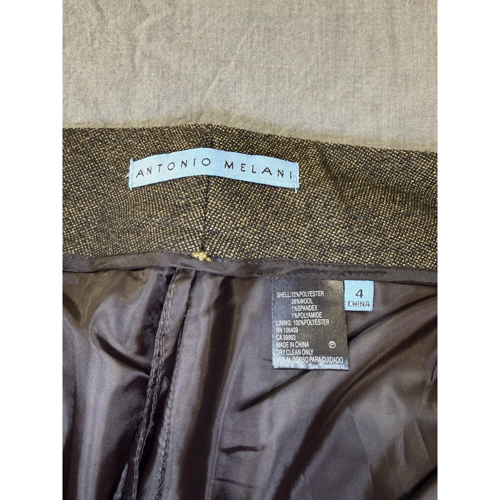 Antonio Melani‎ Trouser Dress Pants Wool Blend Lined Bronzed Green Sz 4 - Picture 4 of 6